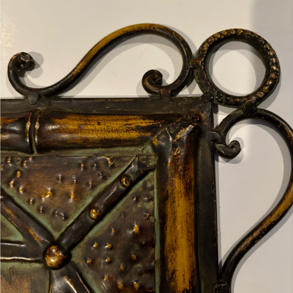 Vintage Metal Wall Art with Ornate Design